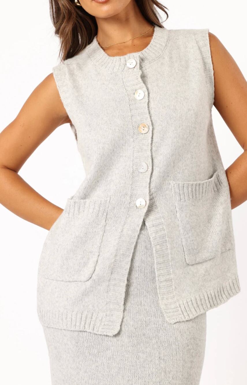 NWT Petal + Pup Knit Sweater Vest Light Gray Size XS/S